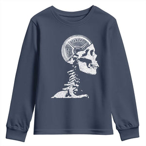 Funny Skeleton 45 lbs Plate Weight Lifting Gym Working Out Youth Sweatshirt TS11 Navy Print Your Wear
