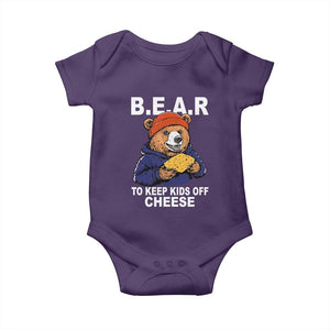 Funny Bear To Keep Kids Off Cheese Baby Onesie TS11 Purple Print Your Wear