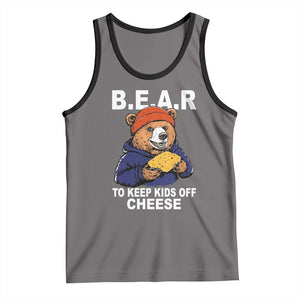 Funny Bear To Keep Kids Off Cheese Tank Top TS11 Deep Heather Black Print Your Wear