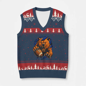 Funny CFB Game Day V-Neck Knit Sweater Vest Football Lover TS11 Navy Red Print Your Wear