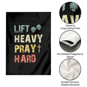 Lift Heavy Pray Hard Garden Flag Christian Workout Jesus Gym Lifting Retro Cross TS11 Print Your Wear