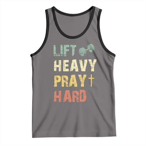 Lift Heavy Pray Hard Tank Top Christian Workout Jesus Gym Lifting Retro Cross TS11 Deep Heather Black Print Your Wear