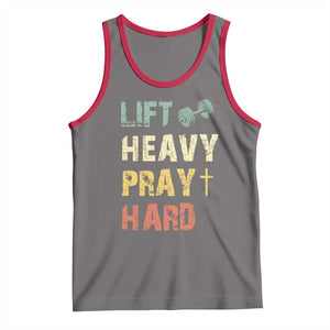 Lift Heavy Pray Hard Tank Top Christian Workout Jesus Gym Lifting Retro Cross TS11 Deep Heather Red Print Your Wear