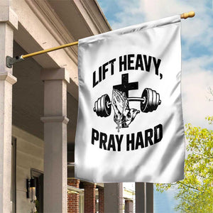 Lift Heavy Pray Hard Garden Flag Christian Workout Jesus Gym Lifting TS11 Print Your Wear