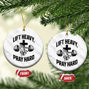 Lift Heavy Pray Hard Ceramic Ornament Christian Workout Jesus Gym Lifting TS11 1pc White Marble Print Your Wear