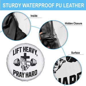 Lift Heavy Pray Hard Spare Tire Cover Christian Workout Jesus Gym Lifting TS11 Print Your Wear