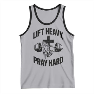 Lift Heavy Pray Hard Tank Top Christian Workout Jesus Gym Lifting TS11 Athletic Heather Black Print Your Wear