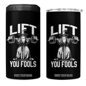 Funny Lift You Fools 4 in 1 Can Cooler Tumbler Swole Wizard Weightlifting Bodybuilding Gym Fitness TS11 One Size: 16 oz Black Print Your Wear