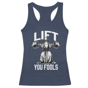 Funny Lift You Fools Racerback Tank Top Swole Wizard Weightlifting Bodybuilding Gym Fitness TS11 Navy Print Your Wear