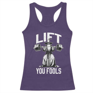 Funny Lift You Fools Racerback Tank Top Swole Wizard Weightlifting Bodybuilding Gym Fitness TS11 Purple Print Your Wear