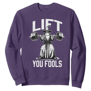 Funny Lift You Fools Sweatshirt Swole Wizard Weightlifting Bodybuilding Gym Fitness TS11 Purple Print Your Wear