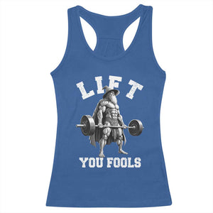 Funny Lift You Fools Racerback Tank Top Swole Wizard Weightlifting Bodybuilding Gym TS11 Royal Blue Print Your Wear