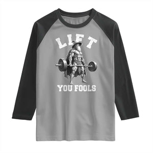 Funny Lift You Fools Raglan Shirt Swole Wizard Weightlifting Bodybuilding Gym TS11 Sport Gray Black Print Your Wear