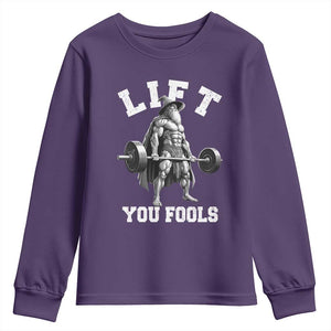 Funny Lift You Fools Youth Sweatshirt Swole Wizard Weightlifting Bodybuilding Gym TS11 Purple Print Your Wear