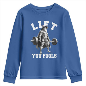 Funny Lift You Fools Youth Sweatshirt Swole Wizard Weightlifting Bodybuilding Gym TS11 Royal Blue Print Your Wear