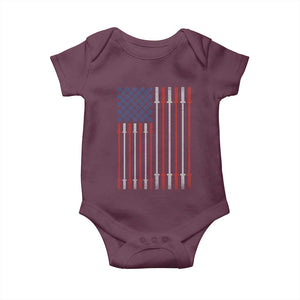 Fitness Gym Barbell Powerlifting Patriotic American Flag Baby Onesie TS11 Maroon Print Your Wear