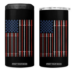 Fitness Gym Barbell Powerlifting Patriotic American Flag 4 in 1 Can Cooler Tumbler TS11 One Size: 16 oz Black Print Your Wear