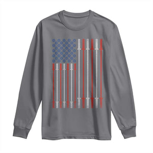 Fitness Gym Barbell Powerlifting Patriotic American Flag Long Sleeve Shirt TS11 Charcoal Print Your Wear