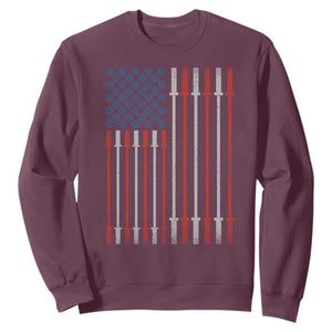 Fitness Gym Barbell Powerlifting Patriotic American Flag Sweatshirt TS11 Maroon Print Your Wear
