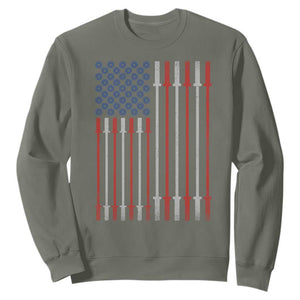 Fitness Gym Barbell Powerlifting Patriotic American Flag Sweatshirt TS11 Military Green Print Your Wear