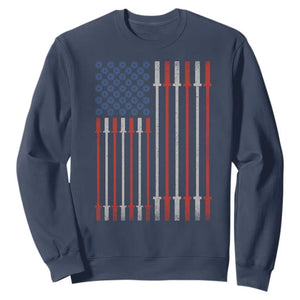 Fitness Gym Barbell Powerlifting Patriotic American Flag Sweatshirt TS11 Navy Print Your Wear