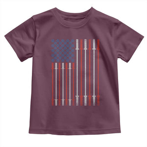 Fitness Gym Barbell Powerlifting Patriotic American Flag Toddler T Shirt TS11 Maroon Print Your Wear