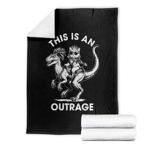 Dungeon Cat This Is An Outrage Throw Blanket Funny Princess Cat Riding Dinosaur TS11 Black Print Your Wear