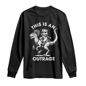Dungeon Cat This Is An Outrage Long Sleeve Shirt Funny Princess Cat Riding Dinosaur TS11 Black Print Your Wear