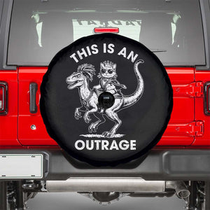 Dungeon Cat This Is An Outrage Spare Tire Cover Funny Princess Cat Riding Dinosaur TS11 Black Print Your Wear