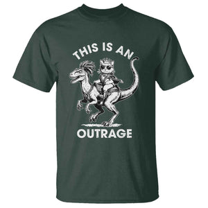 Dungeon Cat This Is An Outrage T Shirt Funny Princess Cat Riding Dinosaur TS11 Dark Forest Green Print Your Wear