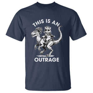 Dungeon Cat This Is An Outrage T Shirt Funny Princess Cat Riding Dinosaur TS11 Navy Print Your Wear