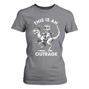 Dungeon Cat This Is An Outrage T Shirt For Women Funny Princess Cat Riding Dinosaur TS11 Charcoal Print Your Wear