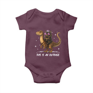 Dungeon Cat This Is An Outrage Baby Onesie Funny Princess Kitten Dinosaur TS11 Maroon Print Your Wear