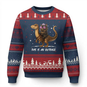 Dungeon Cat This Is An Outrage Ugly Christmas Sweater Funny Princess Kitten Dinosaur TS11 Navy Red Print Your Wear