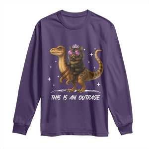 Dungeon Cat This Is An Outrage Long Sleeve Shirt Funny Princess Kitten Dinosaur TS11 Purple Print Your Wear