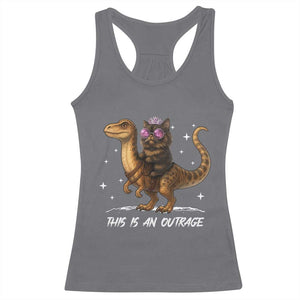 Dungeon Cat This Is An Outrage Racerback Tank Top Funny Princess Kitten Dinosaur TS11 Charcoal Print Your Wear