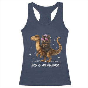Dungeon Cat This Is An Outrage Racerback Tank Top Funny Princess Kitten Dinosaur TS11 Navy Print Your Wear