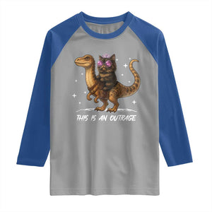 Dungeon Cat This Is An Outrage Raglan Shirt Funny Princess Kitten Dinosaur TS11 Sport Gray Royal Print Your Wear