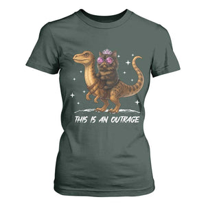 Dungeon Cat This Is An Outrage T Shirt For Women Funny Princess Kitten Dinosaur TS11 Dark Forest Green Print Your Wear
