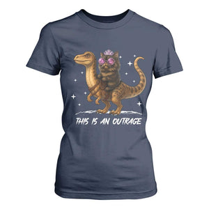 Dungeon Cat This Is An Outrage T Shirt For Women Funny Princess Kitten Dinosaur TS11 Navy Print Your Wear
