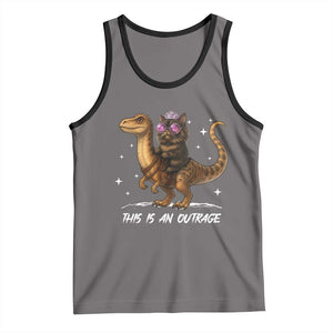 Dungeon Cat This Is An Outrage Tank Top Funny Princess Kitten Dinosaur TS11 Deep Heather Black Print Your Wear