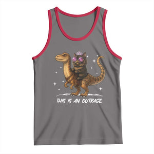 Dungeon Cat This Is An Outrage Tank Top Funny Princess Kitten Dinosaur TS11 Deep Heather Red Print Your Wear