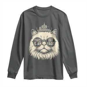 Dungeon Cat This Is An Outrage Long Sleeve Shirt Funny Princess Kitten TS11 Dark Heather Print Your Wear