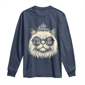Dungeon Cat This Is An Outrage Long Sleeve Shirt Funny Princess Kitten TS11 Navy Print Your Wear