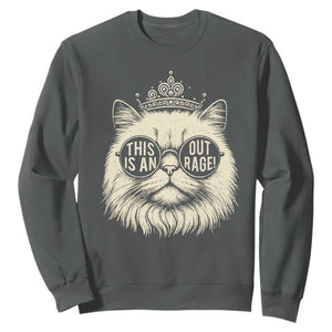 Dungeon Cat This Is An Outrage Sweatshirt Funny Princess Kitten TS11 Dark Heather Print Your Wear