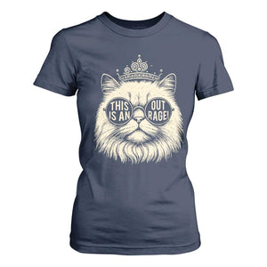Dungeon Cat This Is An Outrage T Shirt For Women Funny Princess Kitten TS11 Navy Print Your Wear