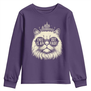Dungeon Cat This Is An Outrage Youth Sweatshirt Funny Princess Kitten TS11 Purple Print Your Wear