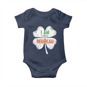 Funny Irish St Patrick's Day I Am The Redhead Baby Onesie Vintage Clover Shamrock TS11 Navy Print Your Wear