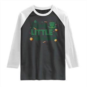 Funny St Patrick's Day Wee Little Hooligan Raglan Shirt Shamrock TS11 Black White Print Your Wear