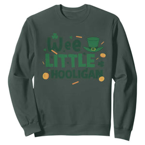 Funny St Patrick's Day Wee Little Hooligan Sweatshirt Shamrock TS11 Dark Forest Green Print Your Wear